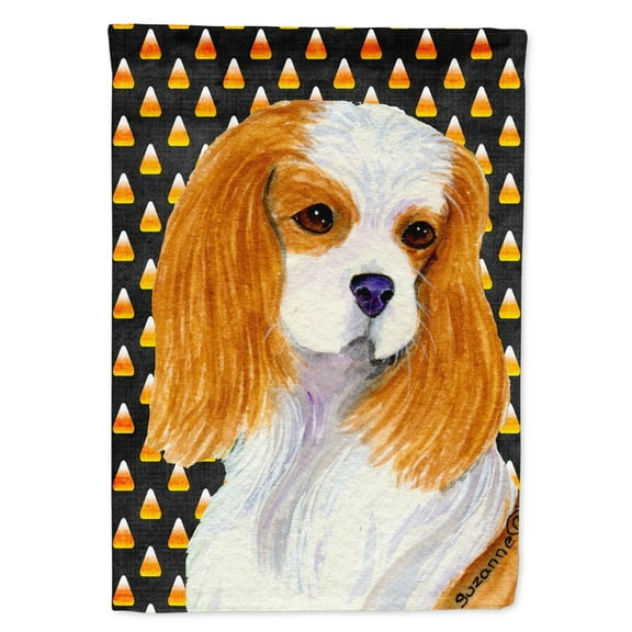 Carolines Treasures SS4320-FLAG-PARENT Cavalier Spaniel Candy Corn Halloween Portrait Flag  multicolor