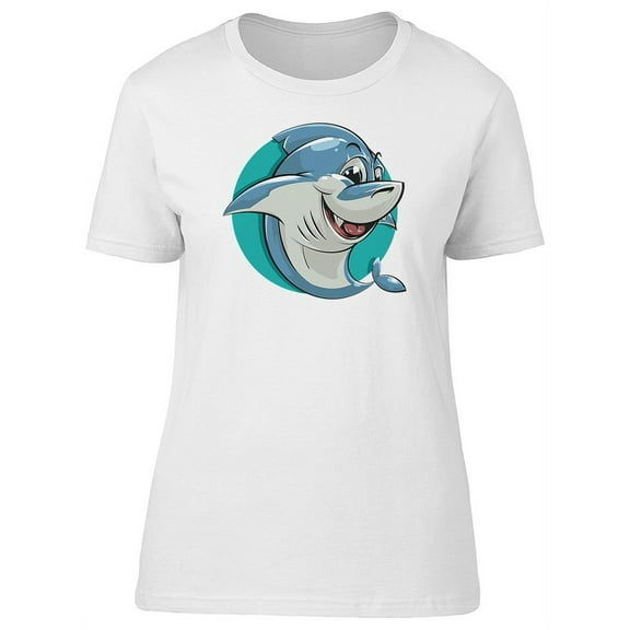 Cute Funny Shark Cartoon T-Shirt Women -Image by Shutterstock, Female x-Large
