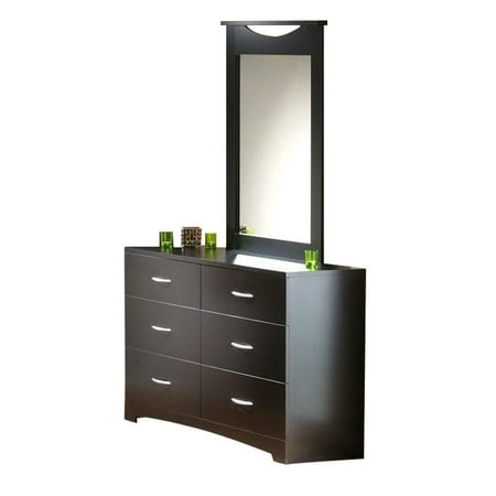 Tropical Island Dresser Mirror - South Shore Back Bay Double Dresser and Mirror Set in Dark Chocolate