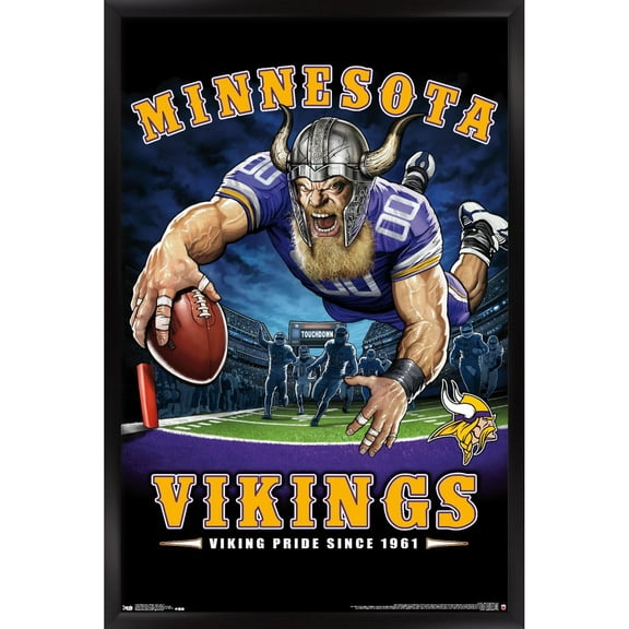 Minnesota Vikings 24.25'' x 35.75'' Framed Mascot Endzone Poster
