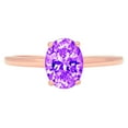 thumbnail image 3 of 1 ct Oval Cut Natural Amethyst Solitaire 18K Rose Gold Womens Engagement Ring, 3 of 6