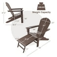 thumbnail image 2 of Gymax Ensemble de 2 Chaises Adirondack de Patio Chaise Longue d'Extérieur en HDPE avec Ottoman Rétractable Café, 2 of 7