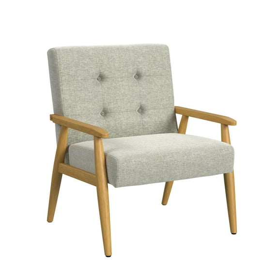 HomePop Mid-Century Exposed Wood Fram Accent Chair, Light Gray
