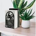 thumbnail image 4 of Metal Bookends for Shelves Modern Decorative Heavy Duty Study Book Support Stoppers for Office Desk Shelf Room 5.3"x4.3"x7.9" Cast Iron Simple Tall Bookends 1 Pair (Peacock) DIY Making, 4 of 9