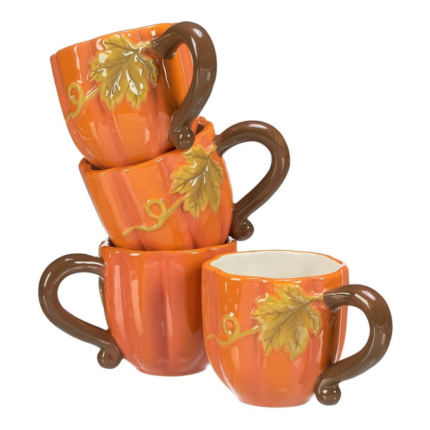 Way to Celebrate Pumpkin 4Piece Earthenware Mug Set