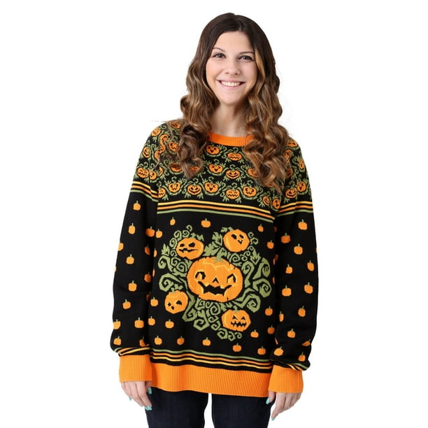 Pull Adulte Halloween Laid Patch Citrouille