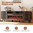 thumbnail image 6 of LazySunsets Mid Century Modern Fireplace TV Stand with 40 Inch Electric Fireplace LED Lights Fits TVs up to 80 Inch Wood Media Console with Slatted Sliding Doors for Living Room,Brown, 6 of 8