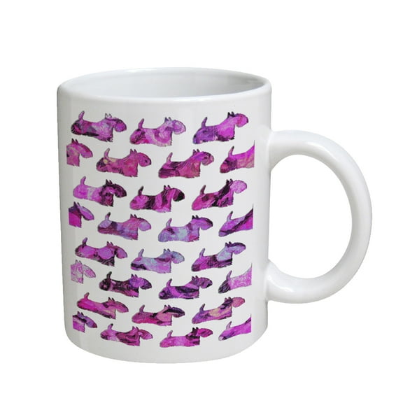 KuzmarK Coffee Cup Mug 11 Ounce - Scottish Terrier Pink