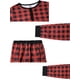 thumbnail image 5 of Conjunto de pijama familiar de manga larga de cuadros rojos y negros INSPIRE CHIC, con pantalones a juego para mujeres XS en rojo, 5 of 6
