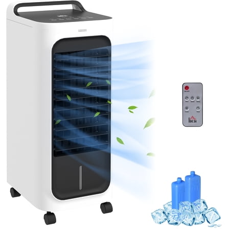 26" Evaporative Air Cooler with Ice Packs, 3-In-1 Ice Cooling Fan, Portable Swamp Cooler with Water Tank, Timer, 90° Oscillating, Remote, for Home Office Bedroom