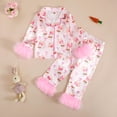 thumbnail image 2 of Cathalem Toddler Girl Satin Silk Pajamas Button Down 2 Pajama Set Kids Girls Pjs Nightgown Pink 8-9 Years, 2 of 5