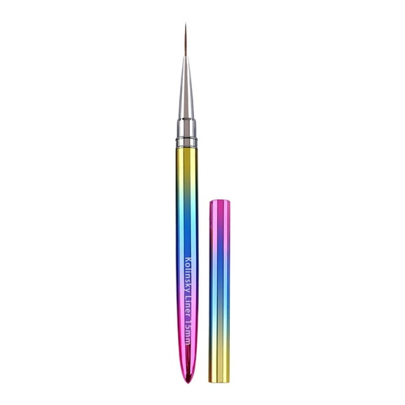 huanledash 5/7/9/12/15mm Nail Liner Pen Metal Handle Comfortable Grip Flexible Bristle Gradient Color Fine Tip Manicure Tool Nails Gel Polish Painting Brush Nail Salon Supplies