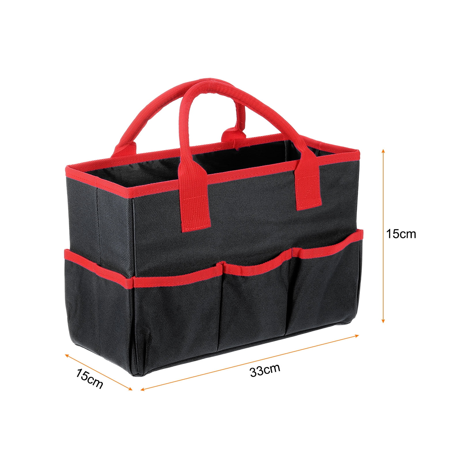 Uxcell Garden Tool Bag 33cm x 15cm x 22cm Oxford Large Bag with Pockets Garden Tote Bag, Black