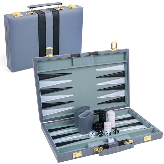 Set de backgammon RERIVER 2 Players Classic con funda de piel sintética