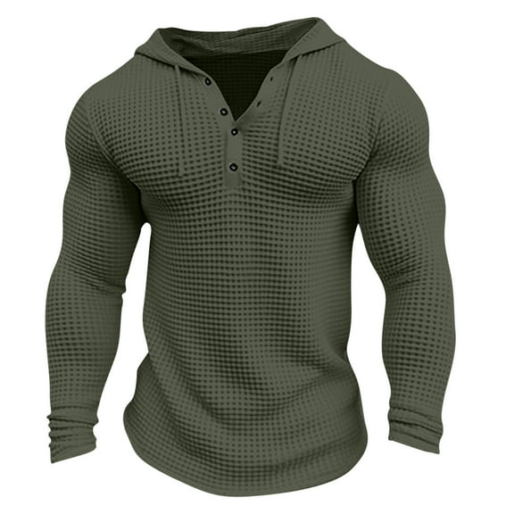 Mens Hoodies Casual Long Sleeve Drawstring Knit Hooded Sweatshirt Muscle Fit T Shirts Gym Workout Pullover Tops