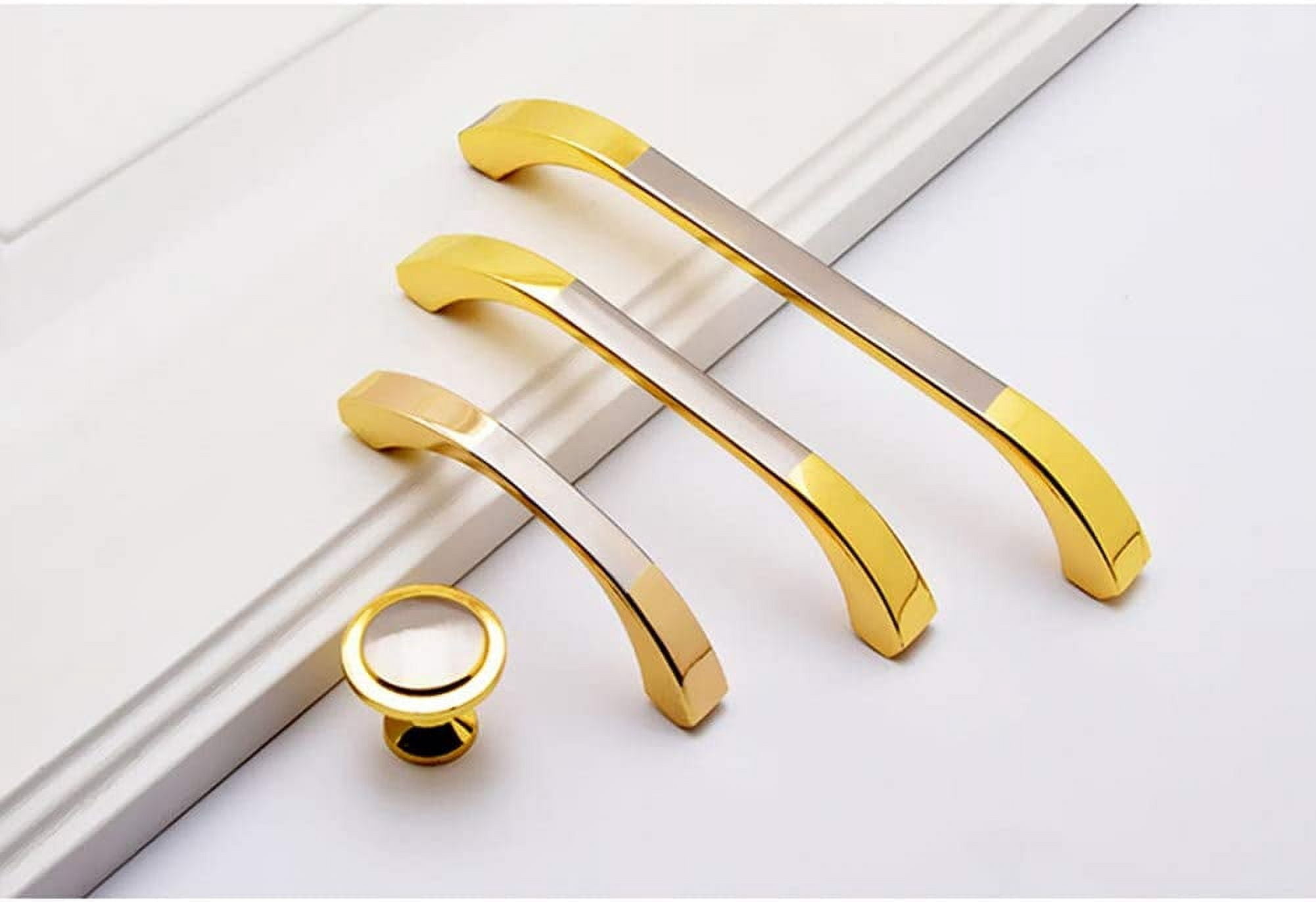 Gold and Silver Cabinet Handles 10 Pack Kitchen Cabinet Pulls 2-1/2" Hole Centers Euro Style Drawer Hardware