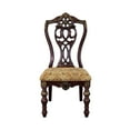 thumbnail image 2 of Traditional Dark Cherry Finish 2pc Chairs Set Gold Tipping Fabric Upholstered Formal Dining Room Furniture, 2 of 5