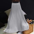 thumbnail image 5 of VUPSGEZ Womens Solid Pleated Elegant Midi Elastic Waist Maxi Skirt (Gray,One Size), 5 of 7