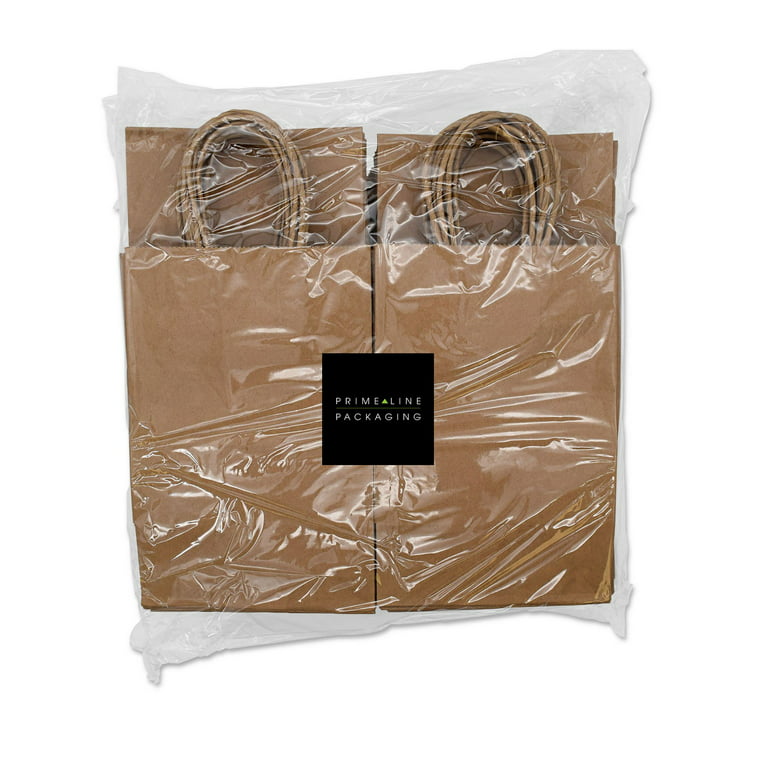 Prime Line Packaging Brown Paper Bags with Handles, Extra Small Paper Bags  6x3x9 50 Pack 