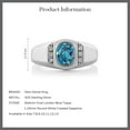 thumbnail image 6 of Gem Stone King 1.36 Cttw London Blue Topaz and White Created Sapphire Ring for Men in 925 Sterling Silver | Gemstone Birthstone | Available in Size 7, 8, 9, 10, 11, 12, 13, 6 of 6