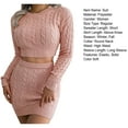 thumbnail image 7 of comerut 2 Pcs/Set Women Sweater Skirt Set Twisted Texture Round Neck Solid Color Long Sleeves Slim Fit Warm Waist-exposed High Waist Wrap Hip Skirt Autumn Sweater Skirt Suit Female Clothes, 7 of 7