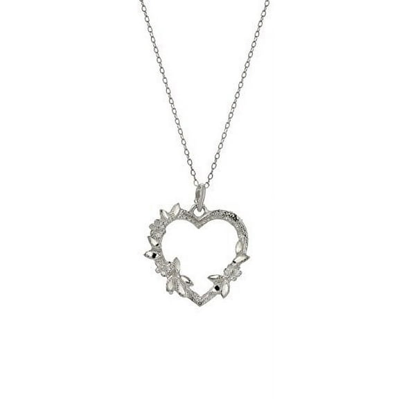 Sterling Silver Daisy Open Heart Pendant Necklace, 18"