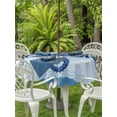 thumbnail image 3 of Outdoor Tablecloths with Umbrella Hole & Zipper, Navy Blue Seahorse Round Tablecloth 54 Inch, Summer Coastal Bubbles Ocean Waves Waterproof Table Cloth, Patio/Pool/Picnic Table Covers, 3 of 8