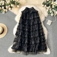 thumbnail image 4 of Women's High Waisted Maxi Tiered Skirt Multi Layered Ruffle Mesh Tulle A-Line Tutu Skirt Flowy Elegant Boho Style Skirt Formal Party Evening Wedding Guest Apparel, 4 of 5