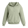 thumbnail image 4 of Girls Half Zip Hooded Sweatshirt Kids Trendy Plain Pullover Hoodies with Kangaroo Pockets Oversized Drop Shoulder Outerwear, 4 of 4