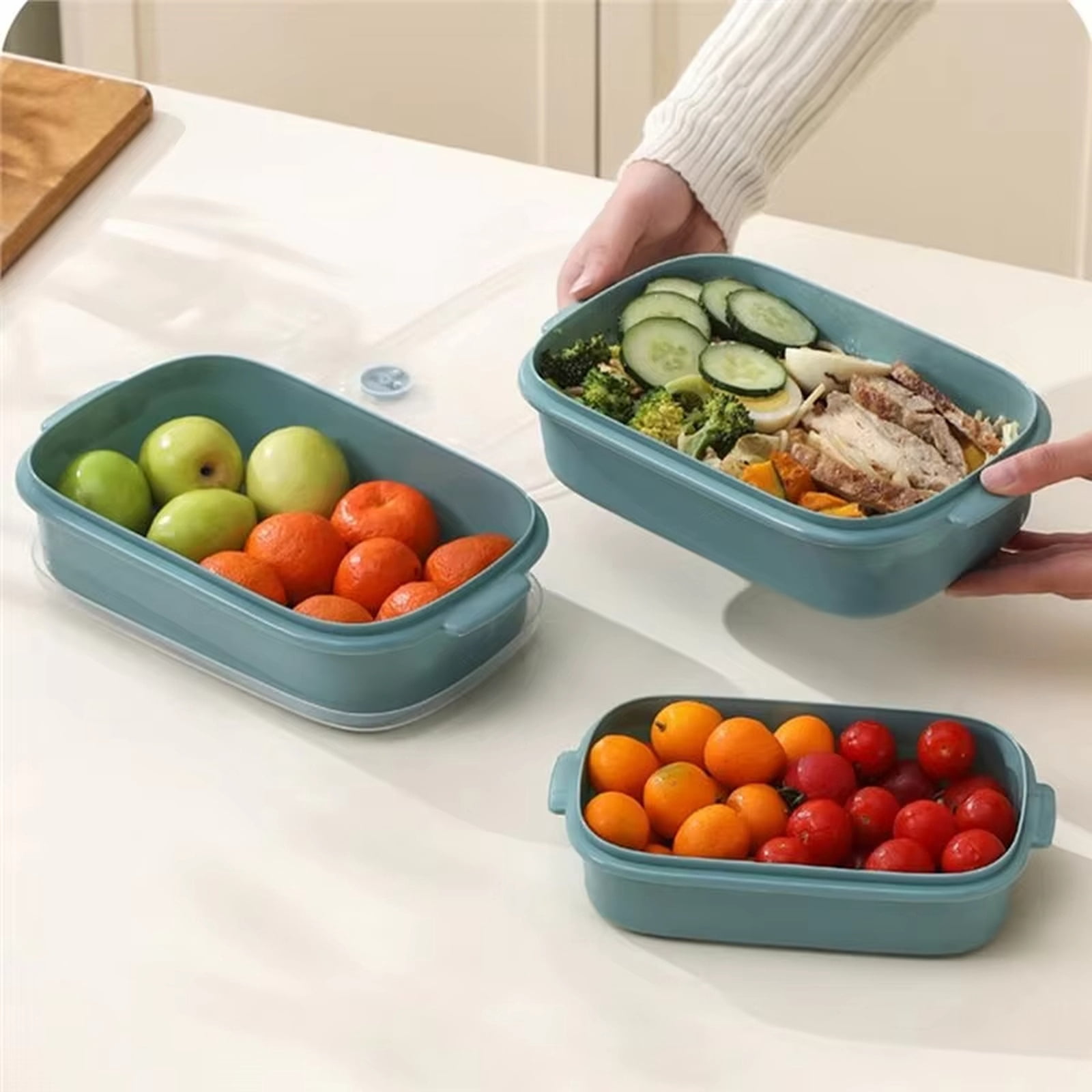 Food Grade Plastic Storage Containers with Vents,Microwave Safe Bowls for Fridge Salad,a BPA-Free Stackable and Reusable Food Storage Container for Meal Prep Lunch and Produce Storage