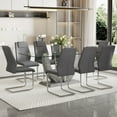 thumbnail image 6 of NYEESS 9-Piece Glass Dining Table Set for 8 with Tempered Glass Top and 8 Upholstered PU Chairs Chrome Base for Dining Room Kitchen, 6 of 14