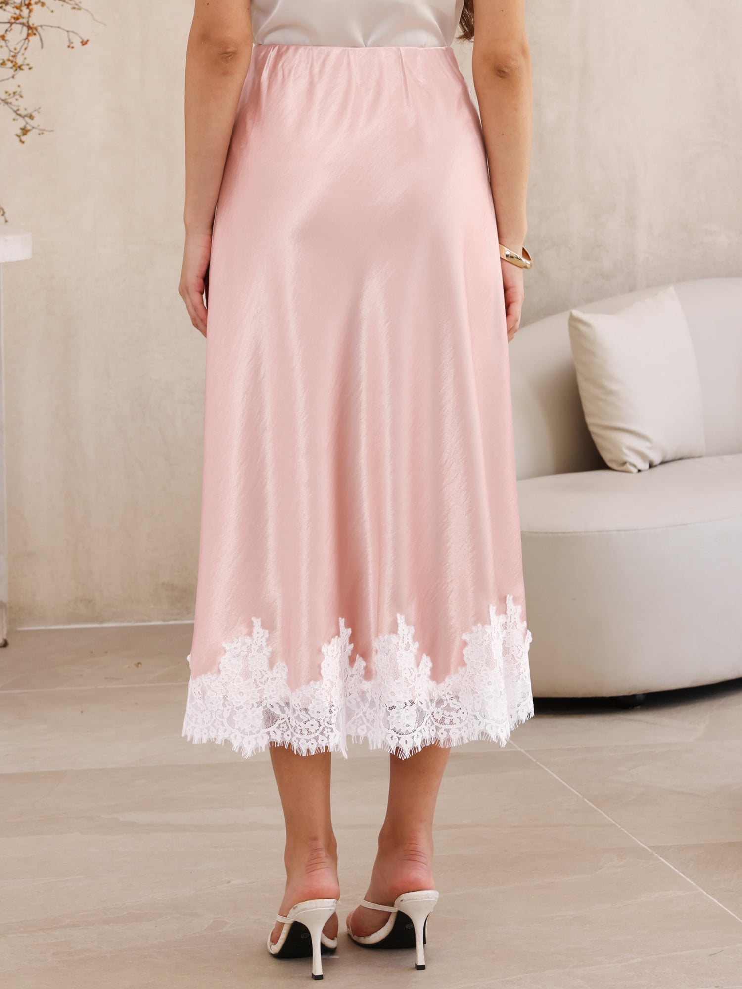 DARING DIVA Women's A-Line Silk Cocktail Wedding Midi Dress Small Pink