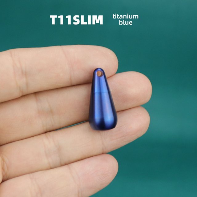 Titanium Blue Slim Pill Case Keychain: Lightweight Pure Titanium Waterproof & Dustproof Sealed Container Pendant for Pills, Small Items - Portable, Corrosion-Resistant Key Ring Accessory (T11SLIM)