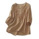 thumbnail image 2 of Camiseta Holgada Fiudx Algodón y Lino con Botones para Mujer, 2 of 7