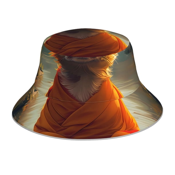 Fotbe Maple Leaf Meditating Chihuahua Sombrero Tipo Pescador con Estampado – Sombrero de Sol de Algodón de Moda para Playa, Golf, Pesca