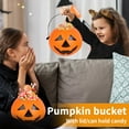 thumbnail image 3 of 3pcs Halloween Pumpkin Buckets, 6.7 Inch Portable Plastic Pumpkin Candy Pail Holder, Candy Buckets for Kids Trick or Treat, 3 of 5