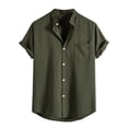 thumbnail image 1 of Camisa casual de cuello alto de manga corta de color sólido para hombre Pompotops  oipoqjl24315, 1 of 8