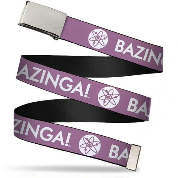 Adjustable Belt, Clamp Buckle, Cut-to-Fit, Bazinga Atom Logo Lavender White