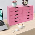 thumbnail image 2 of 4 Pack Wooden Desktop Storage Organizer, Stackable Drawer Cabinet with Drawers Vintage Apothecary Cabinet, Card Catalog Wooden Storage Box for Desktop Organizer,No Assembly Required (Pink), 2 of 16