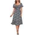 thumbnail image 1 of INSPIRE CHIC Vestido Largo Bohemio de Flores para Mujeres con Cuello Cuadrado y Mangas Cortas Abullonadas, Vestido Maxi Casual XS Negro, 1 of 6