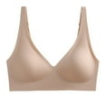 thumbnail image 2 of Lady Bra Padded  Soft Intimate Solid Color Support Breast Seamless Wire Free V Neck Sports Bra for Daily Wear Coffee M, 2 of 13