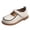 Beige, variant on Otqutp Birthday Dance Shoes for Flower Girls Fashion Autumn Girls Casual Shoes Flat Lightweight Solid Color Hook Loop Dress Shoes Simple Style