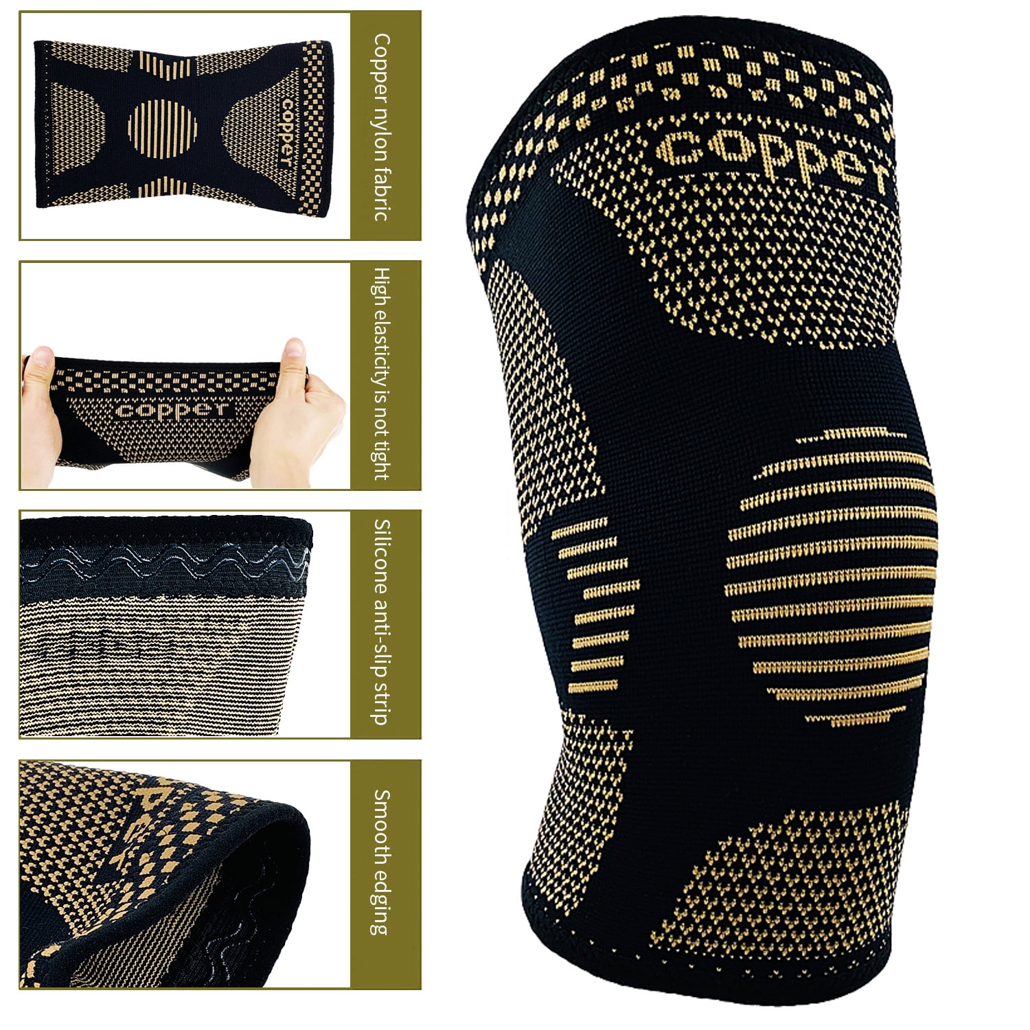 Arcticwind Copper Knee Braces+Ankle Braces+Wrist Braces,Elastic Knitting,Breathable Pressure Sports Protective Equipment,for Women and Men,Guard for Carpal Tunnel Relief,Sprain,Injuries,2 Pairs,S