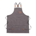thumbnail image 1 of Rongfmy Canvas Apron Bib Back Apron with Pockets for Adults Work Apron Cooking Apron for Gray, 1 of 9