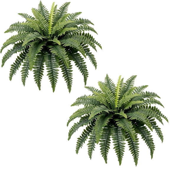 FOGSKY Artificial Boston Ferns, UV Resistant Faux Plants, 35", 2 Pack, 39 Fronds, for Outdoor Porch, Garden, Deck