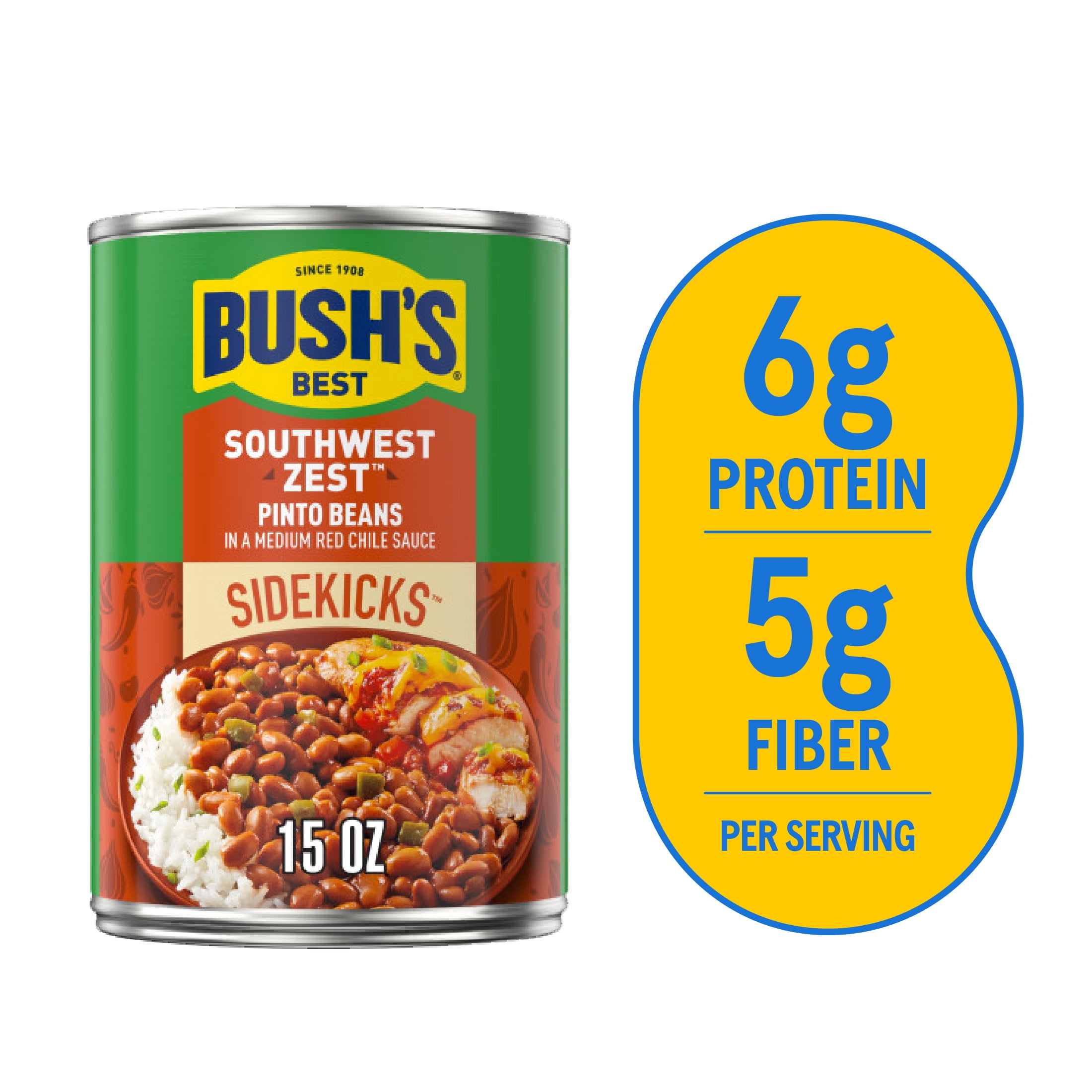 BUSH'S Black Beans Taco Fiesta Canned Black Beans 15.1 oz with