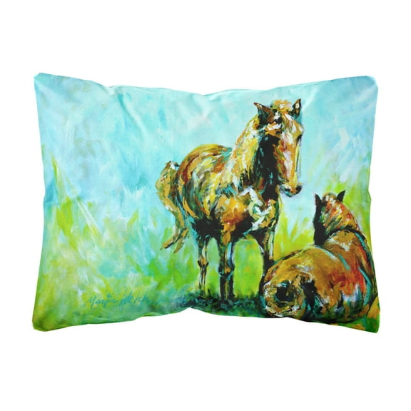 Carolines Treasures MW1126PW1216 Horse Grazin Canvas Fabric Decorative Pillow 12H x16W multicolor