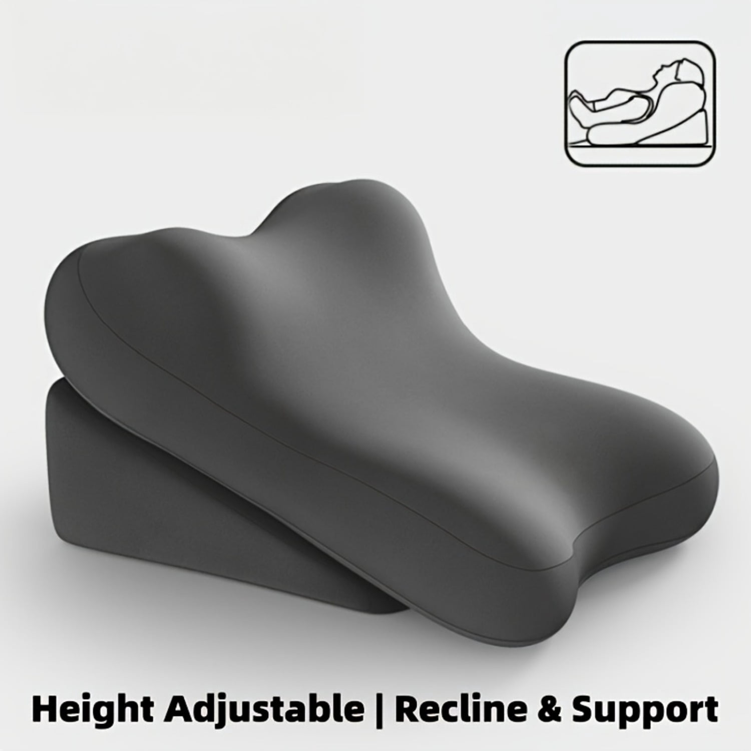 Adjustable Memory Foam Bed Wedge Pillow, 2-Piece Split Ergonomic Back Support Cushion for Reading & Bed Sitting