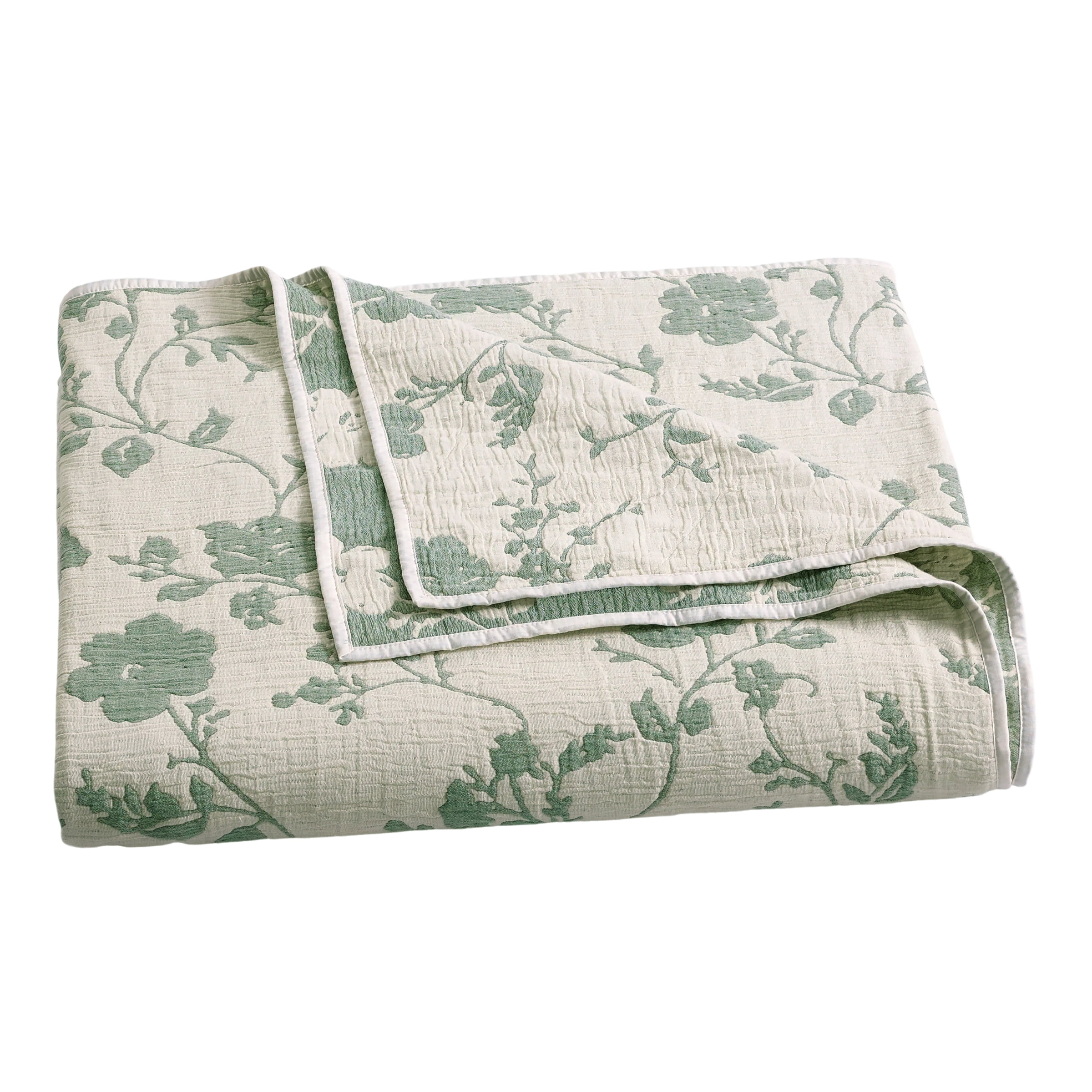 The Pioneer Woman Agatha Floral Gauze Quilt, King, Green River, Reversible Bedding