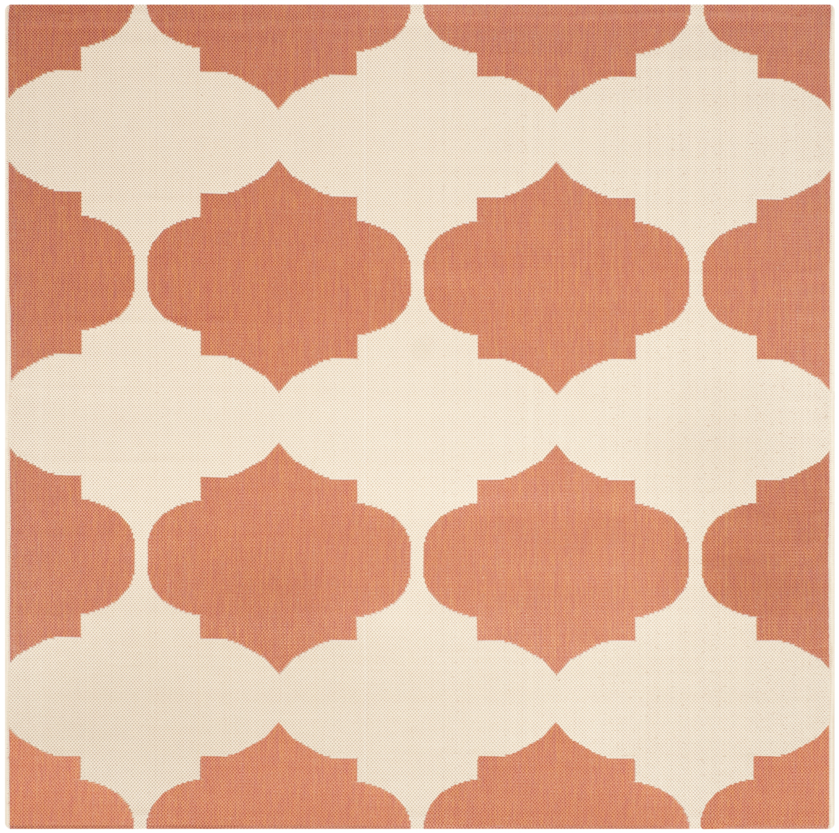 Safavieh Courtyard Elwyn Geometric Indoor/Outdoor Area Rug, Beige/Terracotta, 5'3" x 5'3" Square